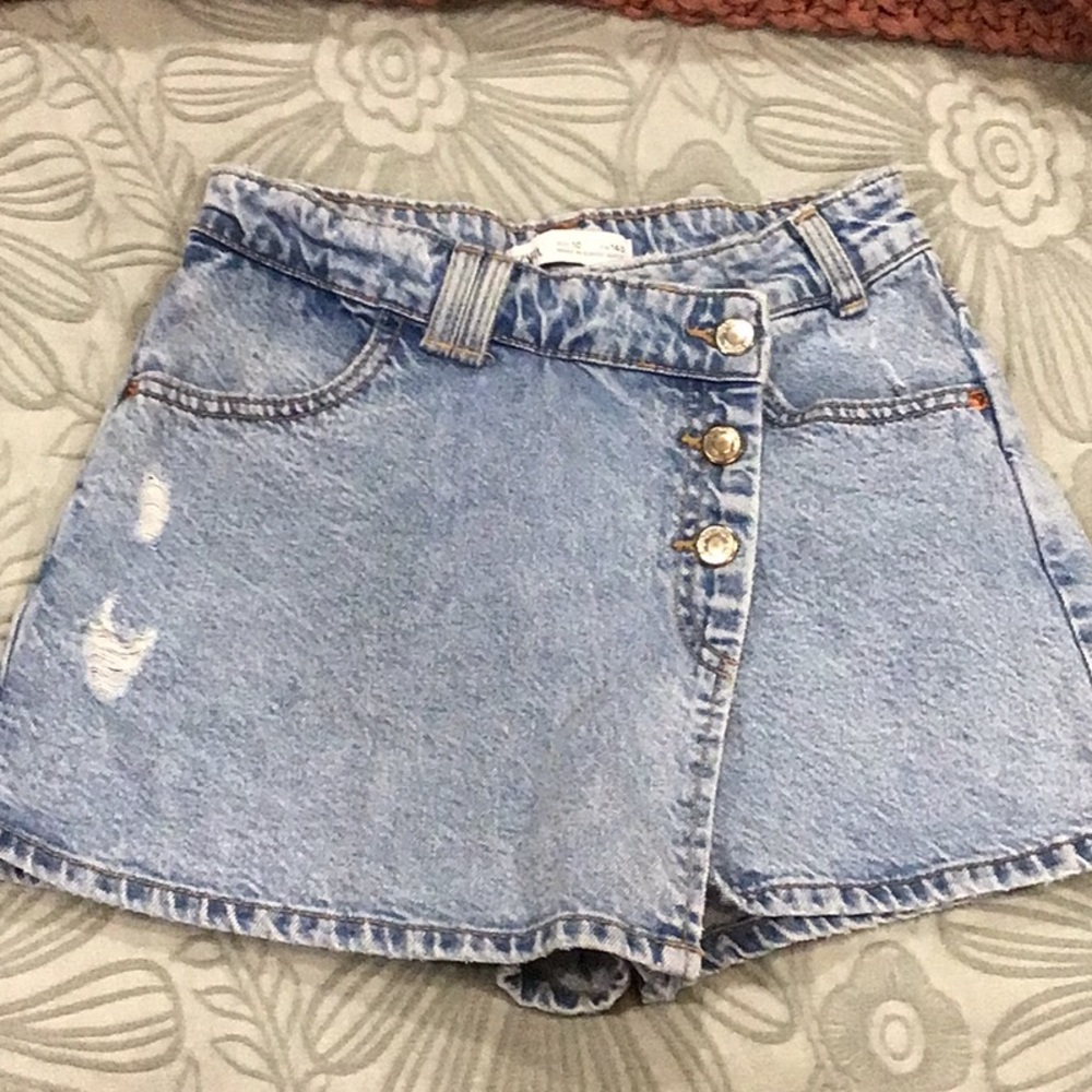 Little girls Zara Blue Denim Skort with Button Detail